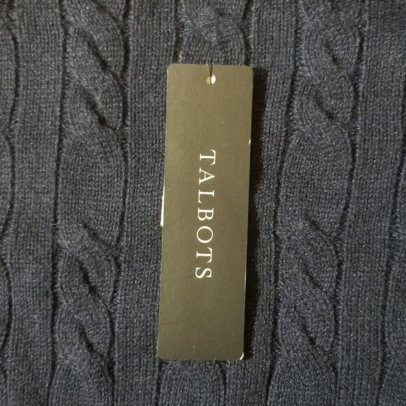 Talbots Womens Sweater Lambswool Blend Cable Knit Pullover Dark Navy Blue XS NWT - Picture 5 of 12